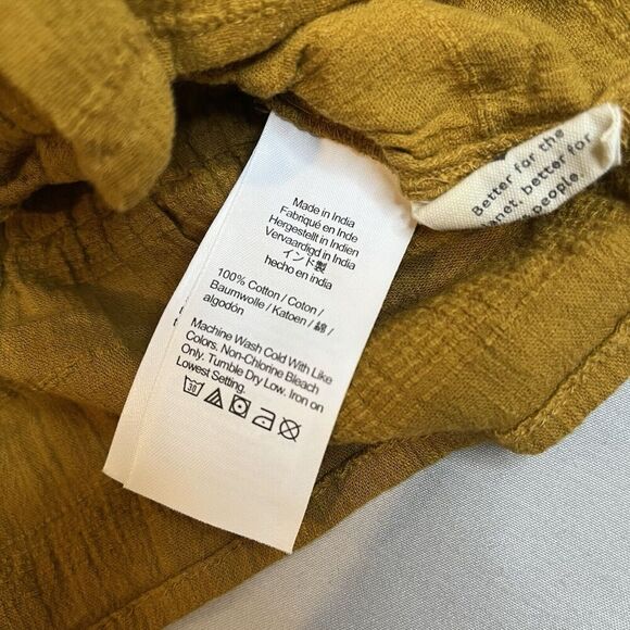 Madewell Sophia Top Womens XXS Antique Gold Textured Plaid Cropped Scoop Neck - Picture 10 of 10